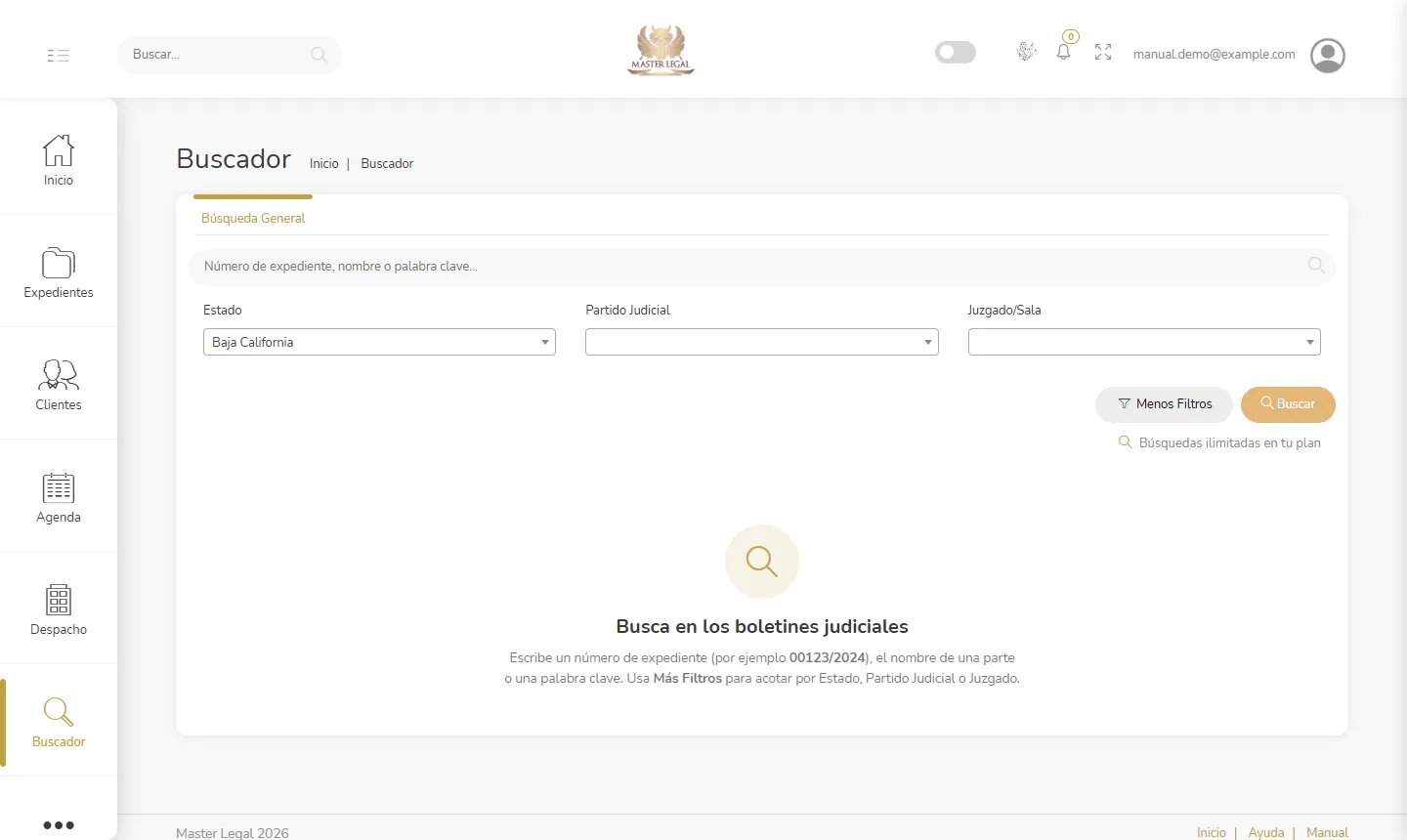 Buscador de boletines judiciales en Master Legal